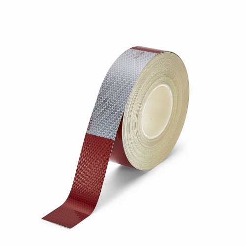 Taśma Odblaskowa DOT Tape Czerwono Biała 25mm na Pojazdy